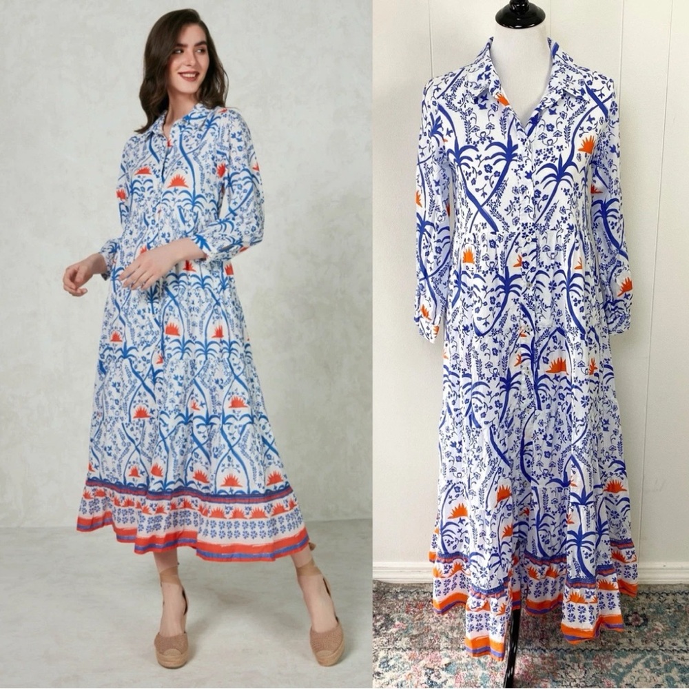Ros Garden Jinette Button Down Maxi Dress